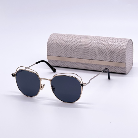 NEW JIMMY CHOO FRANNY/S J5G GOLD GREY METAL SUNGLASSES JIMMY CHOO EYEWEAR - Picture 1 of 12